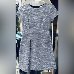 LOFT Black and White Textured Mini Dress